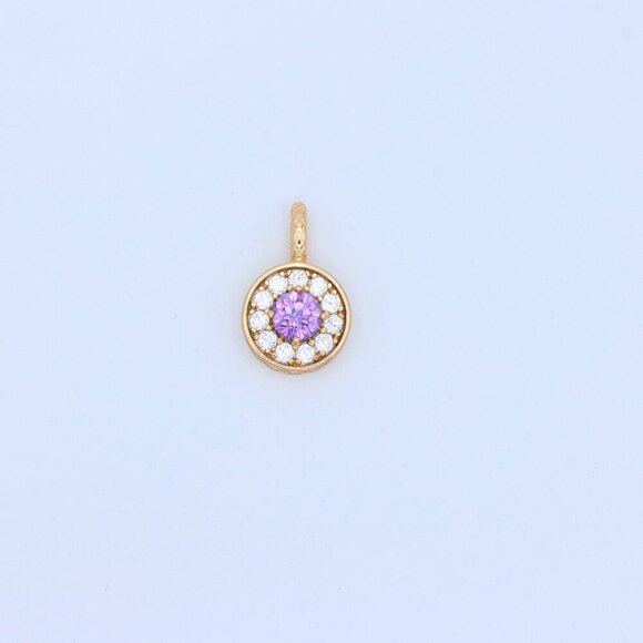 "Round Purple Crystal Pendant in Rose Gold with Halo, XPPT1590 - Picture 9 of 13